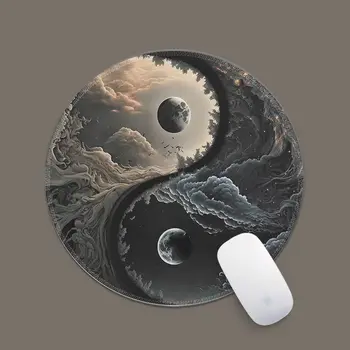 2023 חמישה יסודות טאי-צ ' י יצירתי דיו בסגנון אנטי להחליק מעובה עגול קטן משטח לעכבר, כוס תה בידוד משטח Mousepad אין ריח