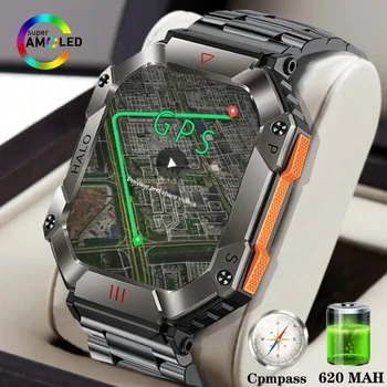 גברים שעון חכם עבור אנדרואיד IOS כושר שעונים Ip68, עמיד למים צבאי בריא לפקח AI קול Bluetooth שיחה Smartwatch 2023