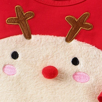 תינוק חג המולד רומפר קלאסי אייל רקמה שרוול ארוך בגד גוף קטיפה היילוד Playsuit
